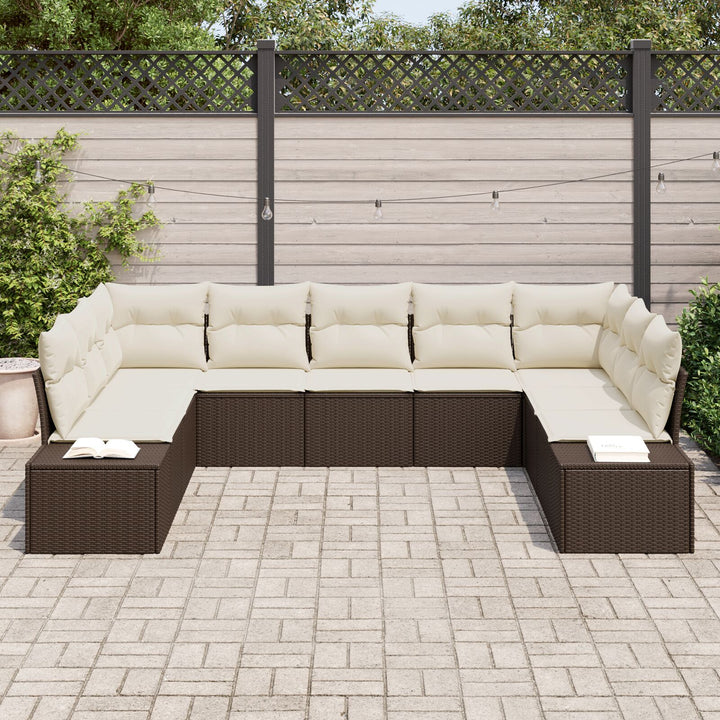 Have Sofa Sæt Sæt af 9 Brun og creme Rattan, polyester