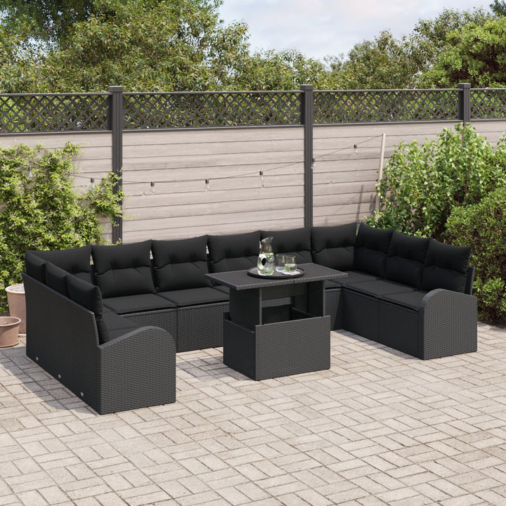 11-Delers Have Sofa Sæt med Puder - Sort - Poly Rattan