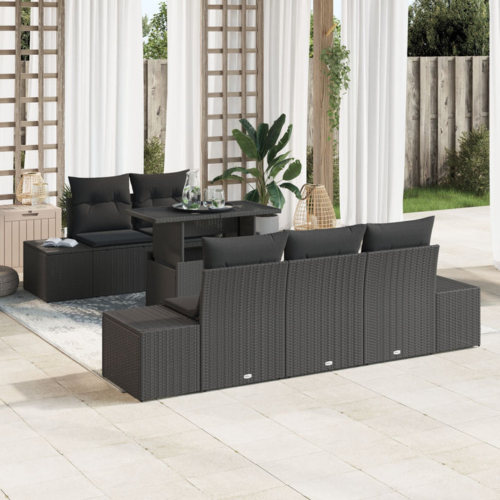 Have Sofa Sæt 6 dele Sort Polyethylen rattan Have Sofa Sæt