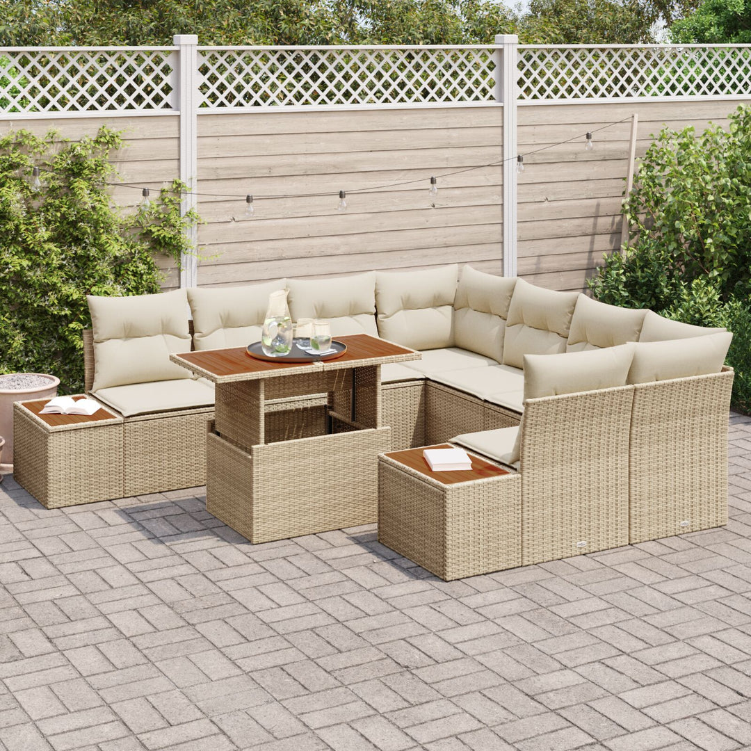 Have Sofa Sæt 9 Delt Beige Rattan Have Spisebordssæt