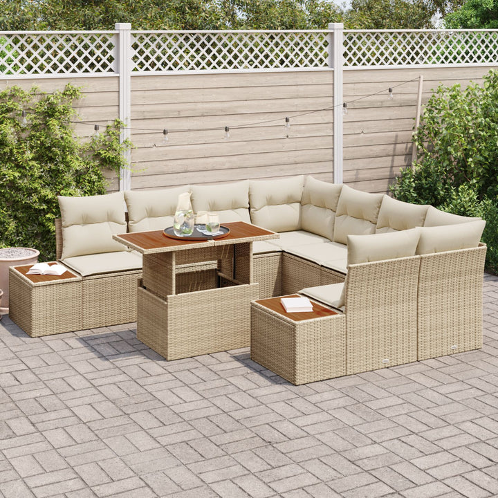 Have Sofa Sæt 9 Delt Beige Rattan Have Spisebordssæt