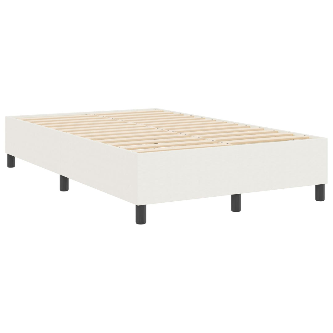 Box Spring Seng Cremefarvet Lille Dobbel Cordfløjl Stof