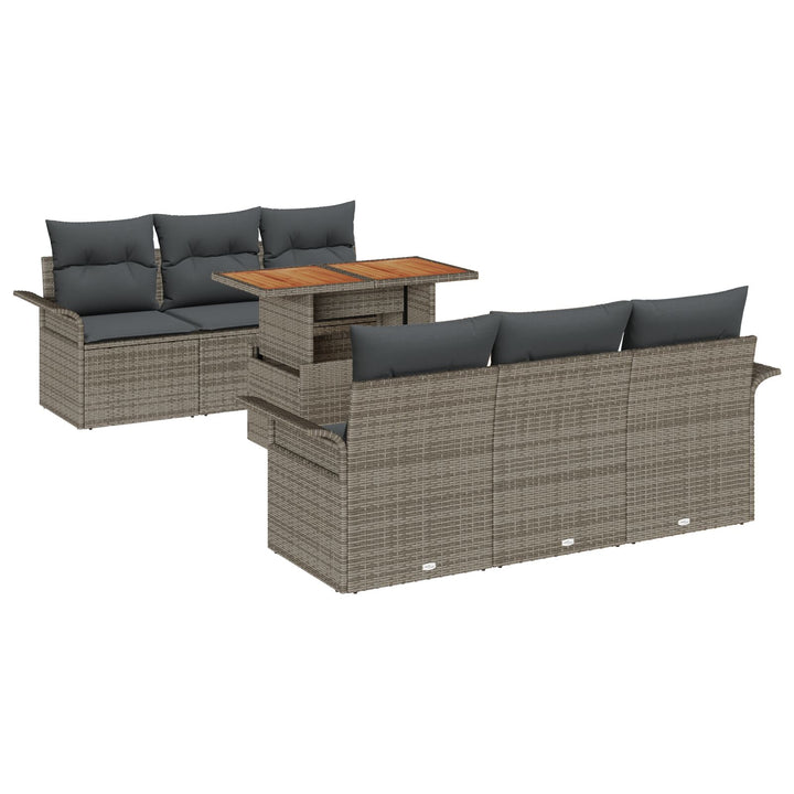 Have Sofa Sæt Sæt af 7 Grå Rattan 7 Personers Have Sofa Sæt