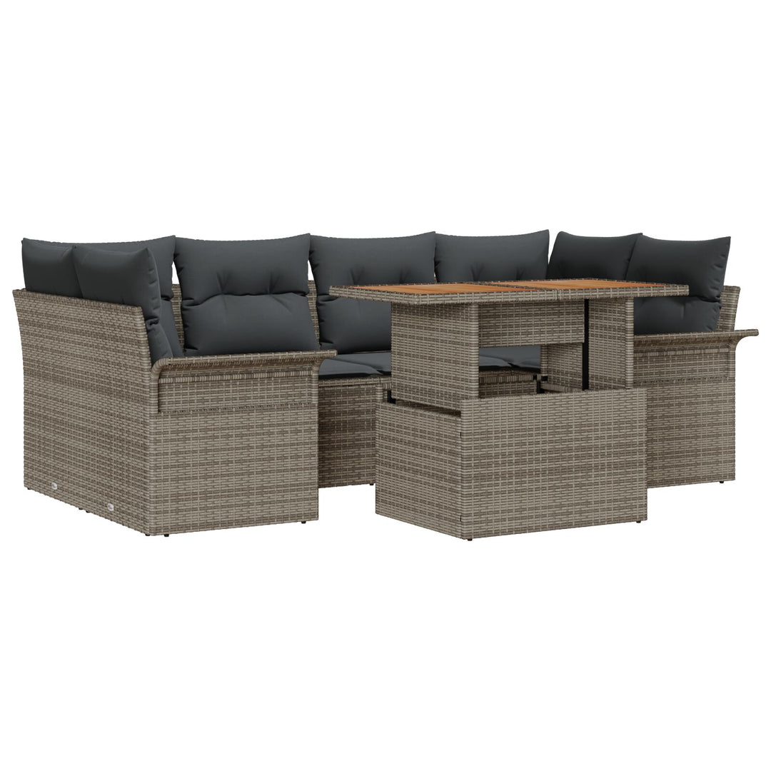 Have Sofa Sæt Sæt af 7 Grå Rattan Have Sofa Sæt Rektangulær