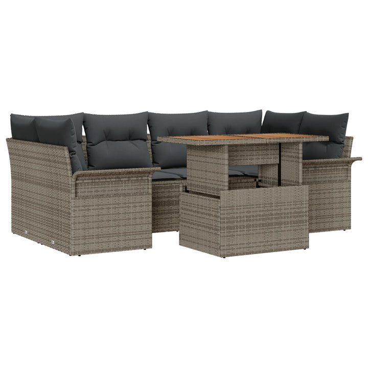Have Sofa Sæt Sæt af 7 Grå Rattan Have Sofa Sæt Rektangulær