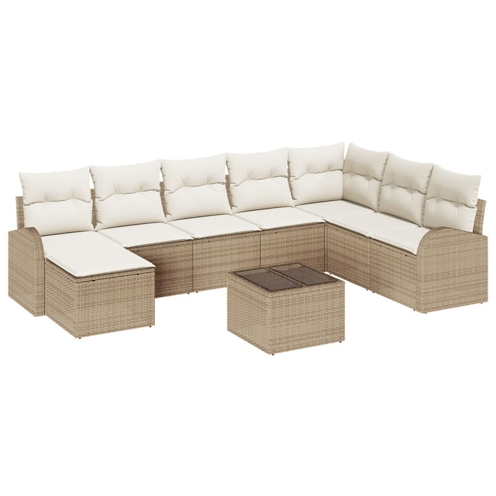 Have Sofa Set Sæt med 9 Cremefarvet Rattan Have Sofa Set