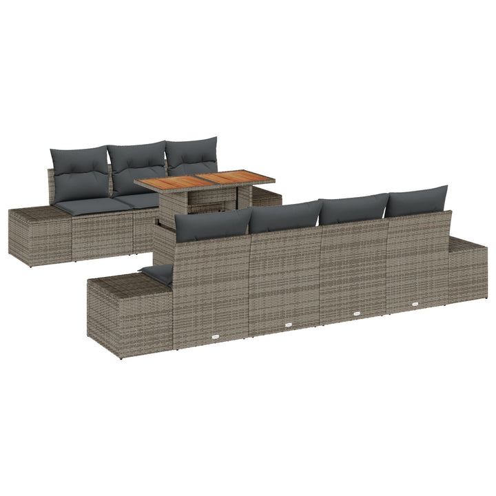 Have Sofa Sæt 8 Personer Grå Rattan, Glas, Træ, Metal