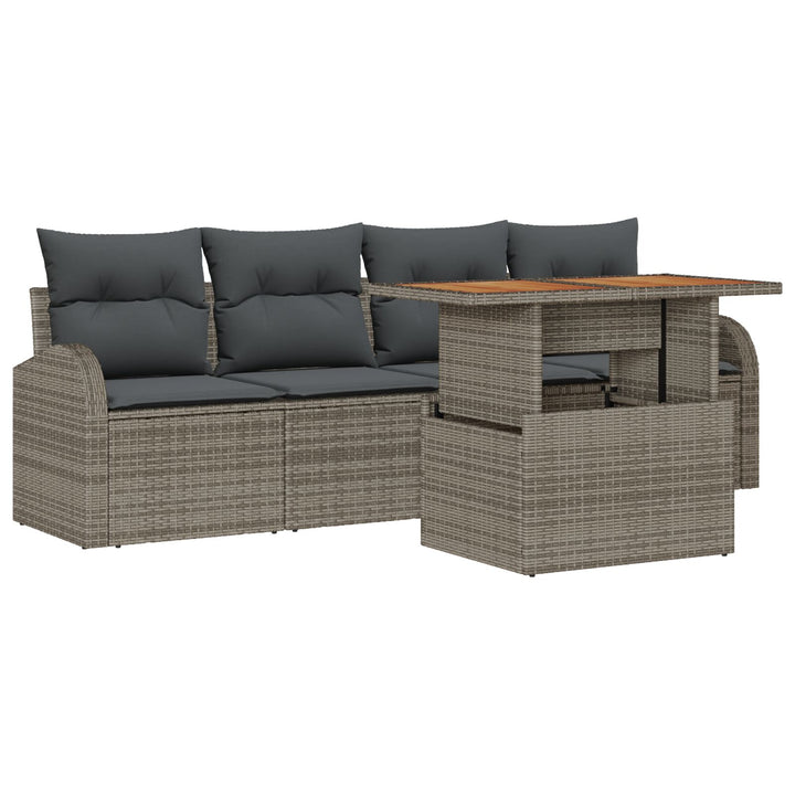 Have Sofa Sæt Sæt af 5 Grå Rattan Have Sofaer Rektangulær