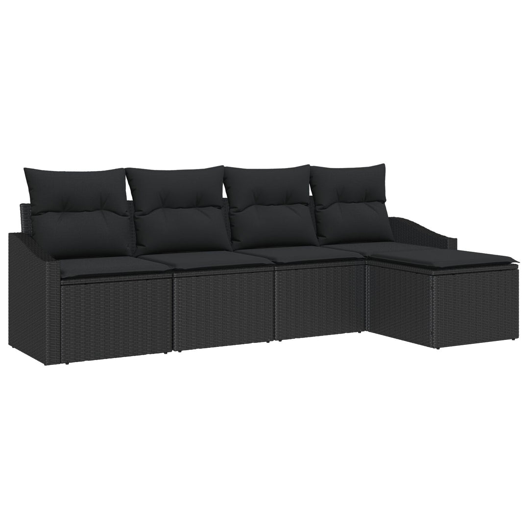 Havesofa Sæt 5 Dele Sort Rattan, polyester puder Udendørs sofa