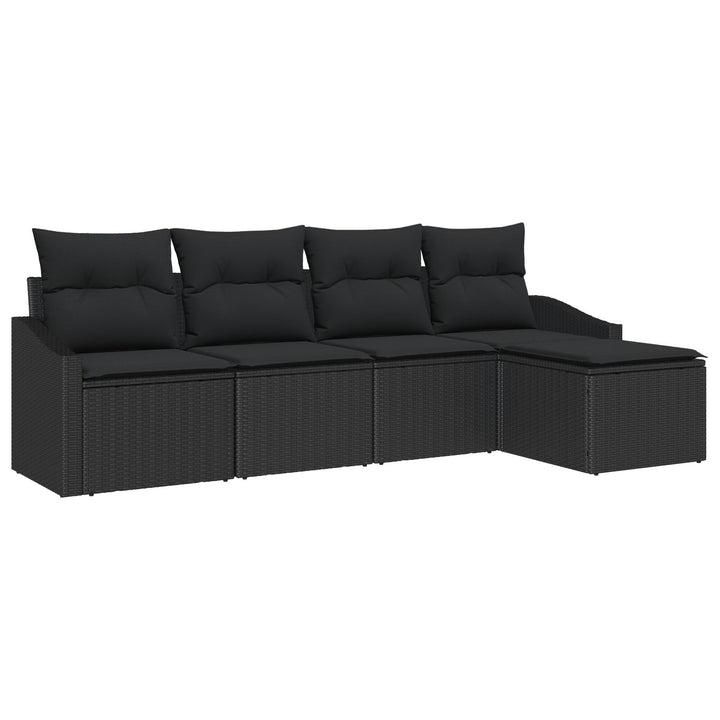 Havesofa Sæt 5 Dele Sort Rattan, polyester puder Udendørs sofa