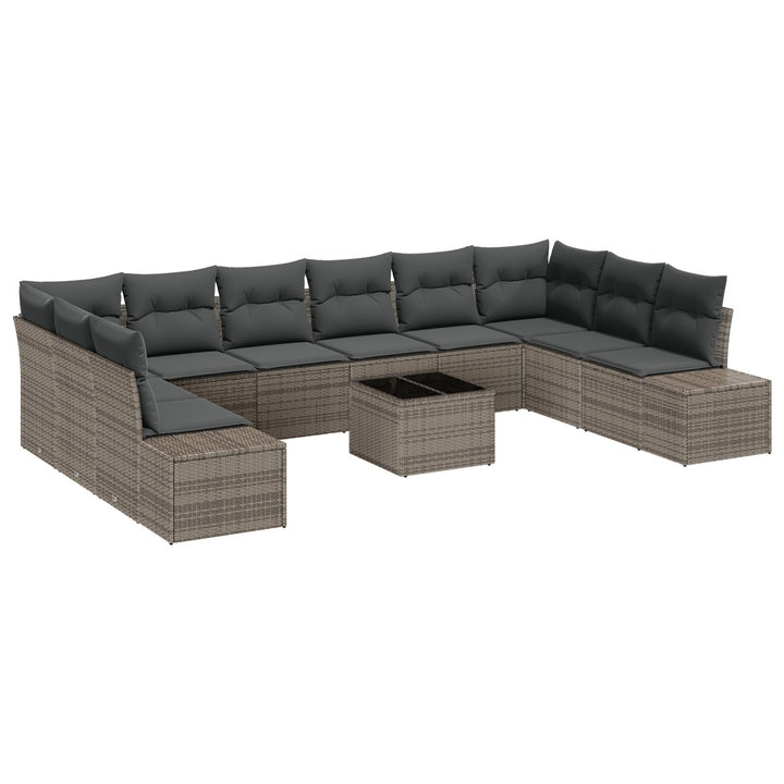 10-delt Have Sofa Sæt med Hynder Sort Poly Rattan