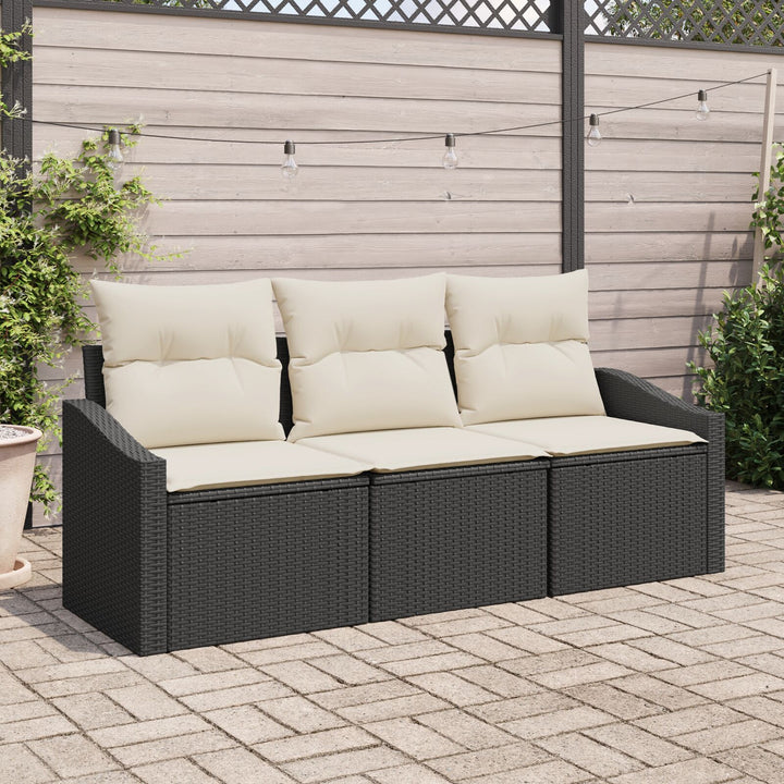 Havemøbel sæt Sæt af 3 Sort Rattan Udendørs sofa Rektangulær
