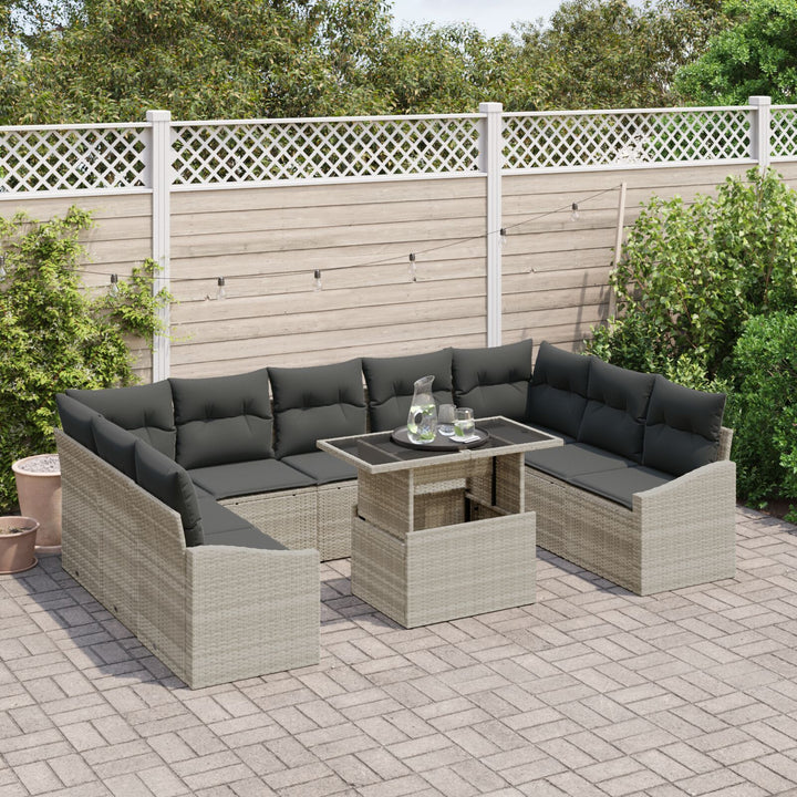 Have Sofa Sæt 10-delt Beige, Mørkegrå Rattan, Polyester