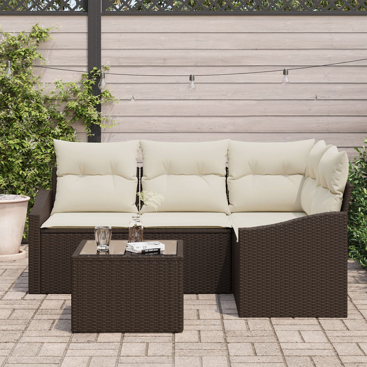Have Sofa Sæt Sæt med 5 Creme, Brun Syntetisk rattan, Polyester