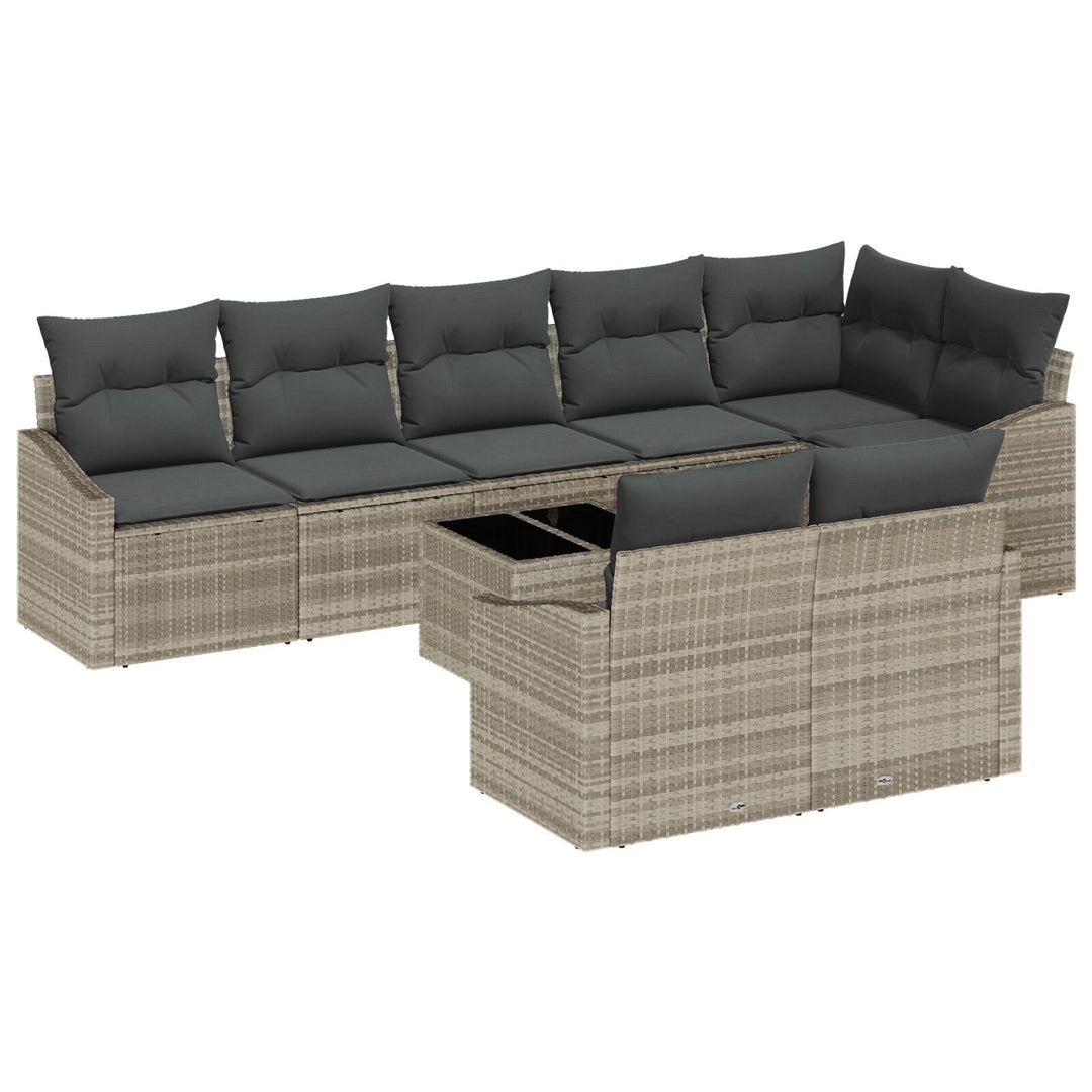 Have Sofa Sæt 9-dele Lysegrå Rattan Udendørs Sofa Rektangulær