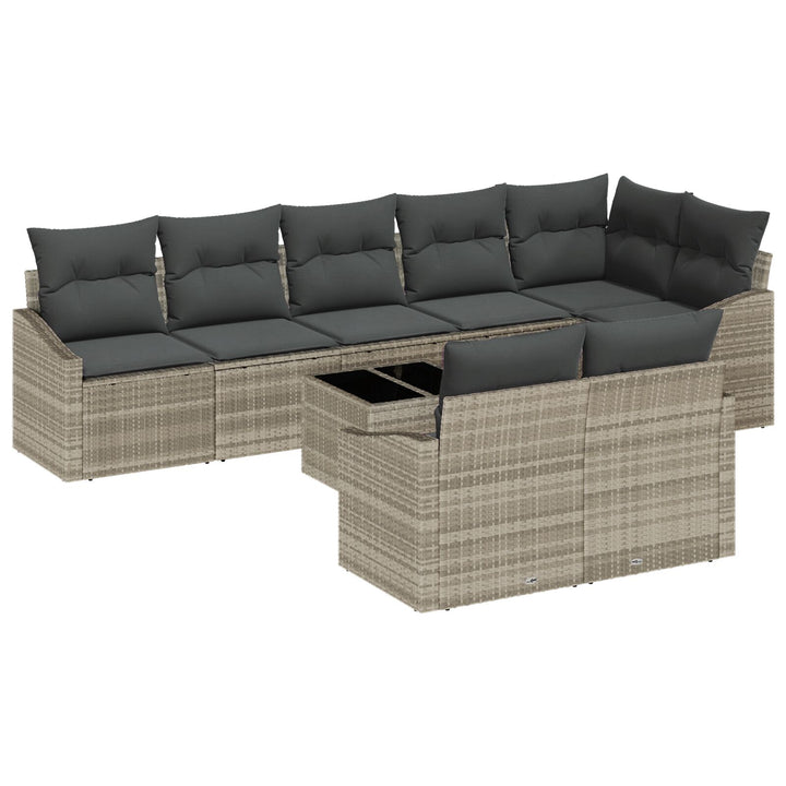 Have Sofa Sæt 9-dele Lysegrå Rattan Udendørs Sofa Rektangulær