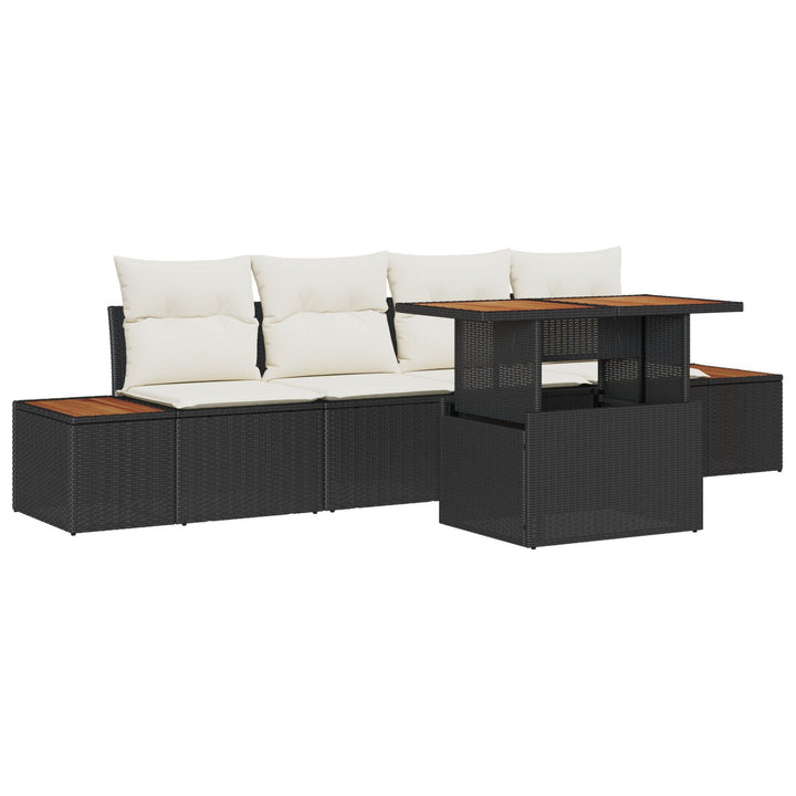 Have Sofa Sæt Sæt af 5 Sort, Beige Rattan, Polyester puder