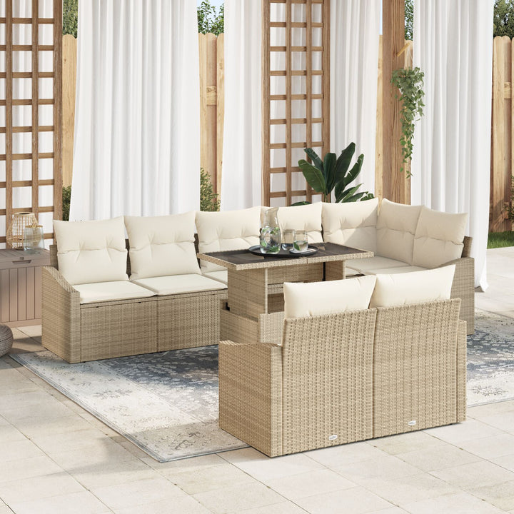 9-delt havensofa sæt med puder beige poly rattan