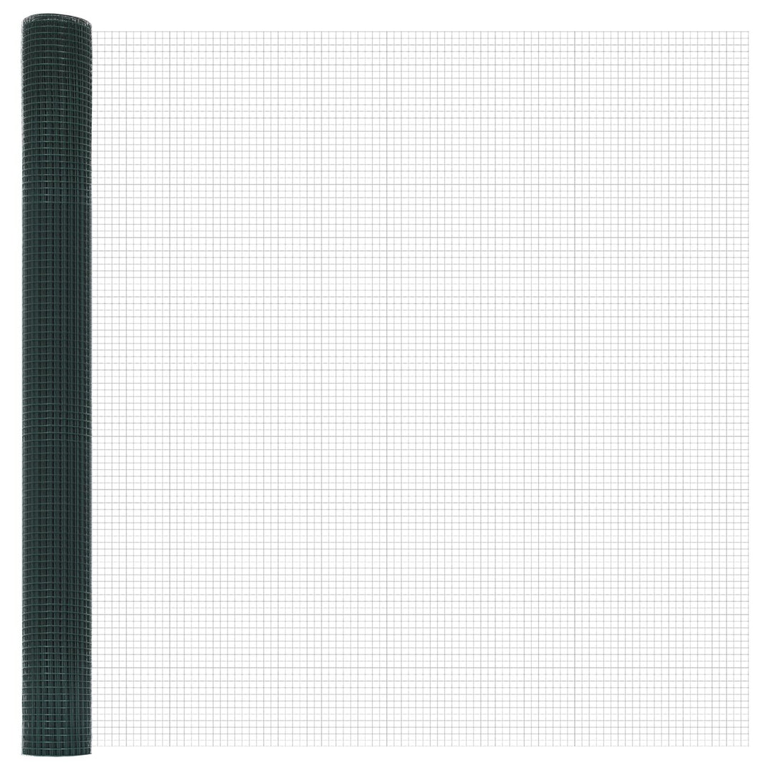 Welded Wire Fence med 7 Flangede Stolper Grøn 1,6x10 m Stål