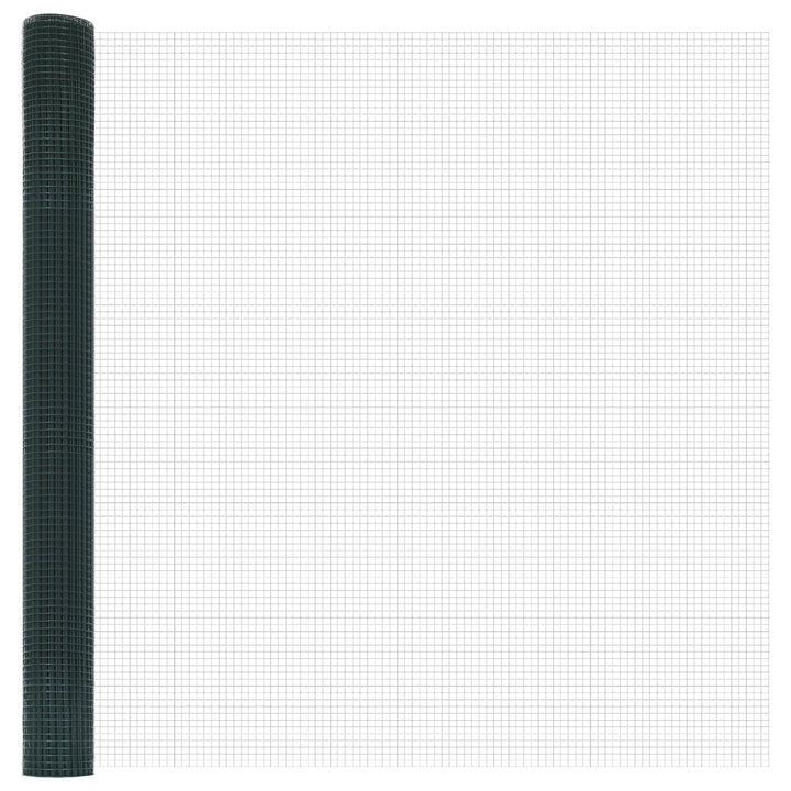 Welded Wire Fence med 7 Flangede Stolper Grøn 1,6x10 m Stål