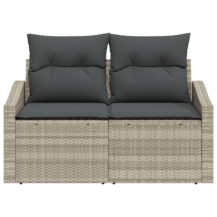 2-personers Have Sofa med Puder Grå Poly Rattan