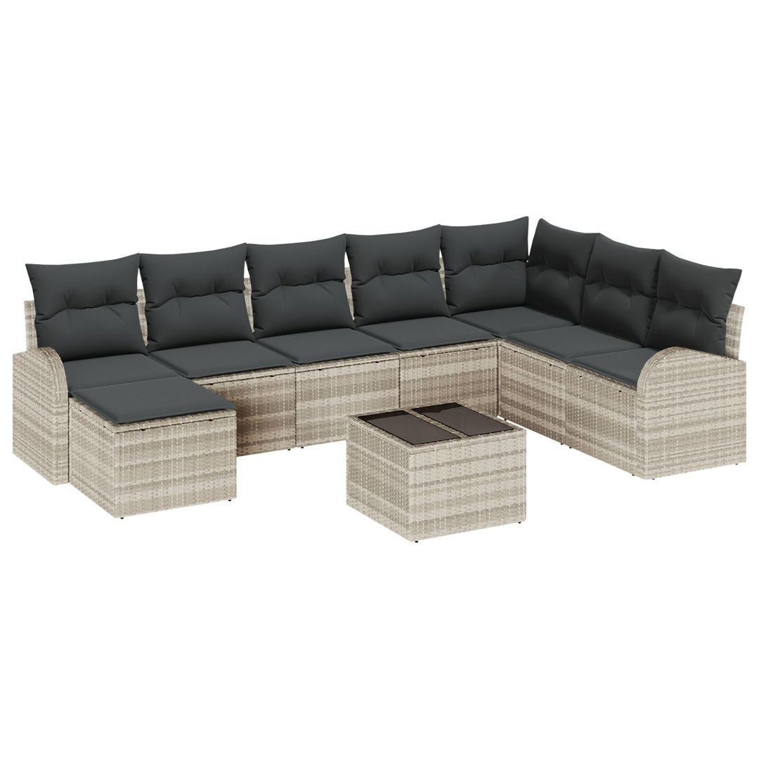 Have Sofa Sæt 9-delt Beige og Sort Rattan Have Sofa Sæt