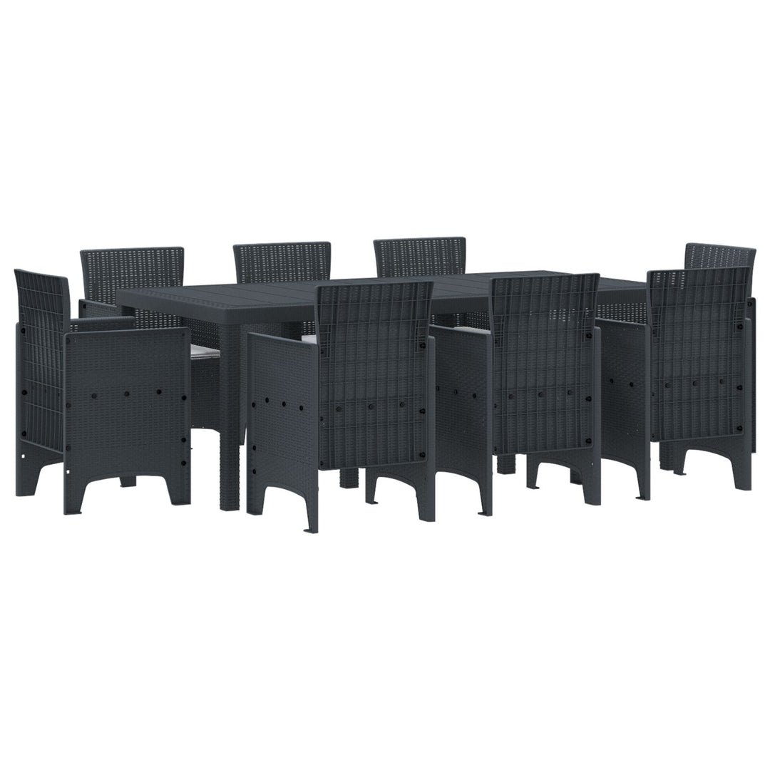 9 Delers Have Dining Set med Puder Antracit Poly Rattan