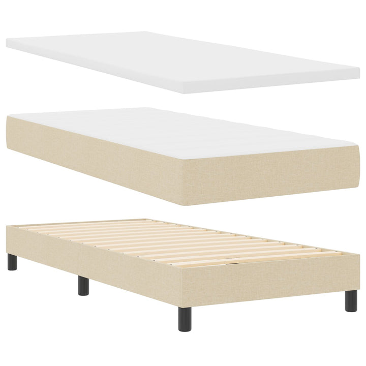 Sengestel med Madras Beige Stof 90 x 190 cm Sengemadras