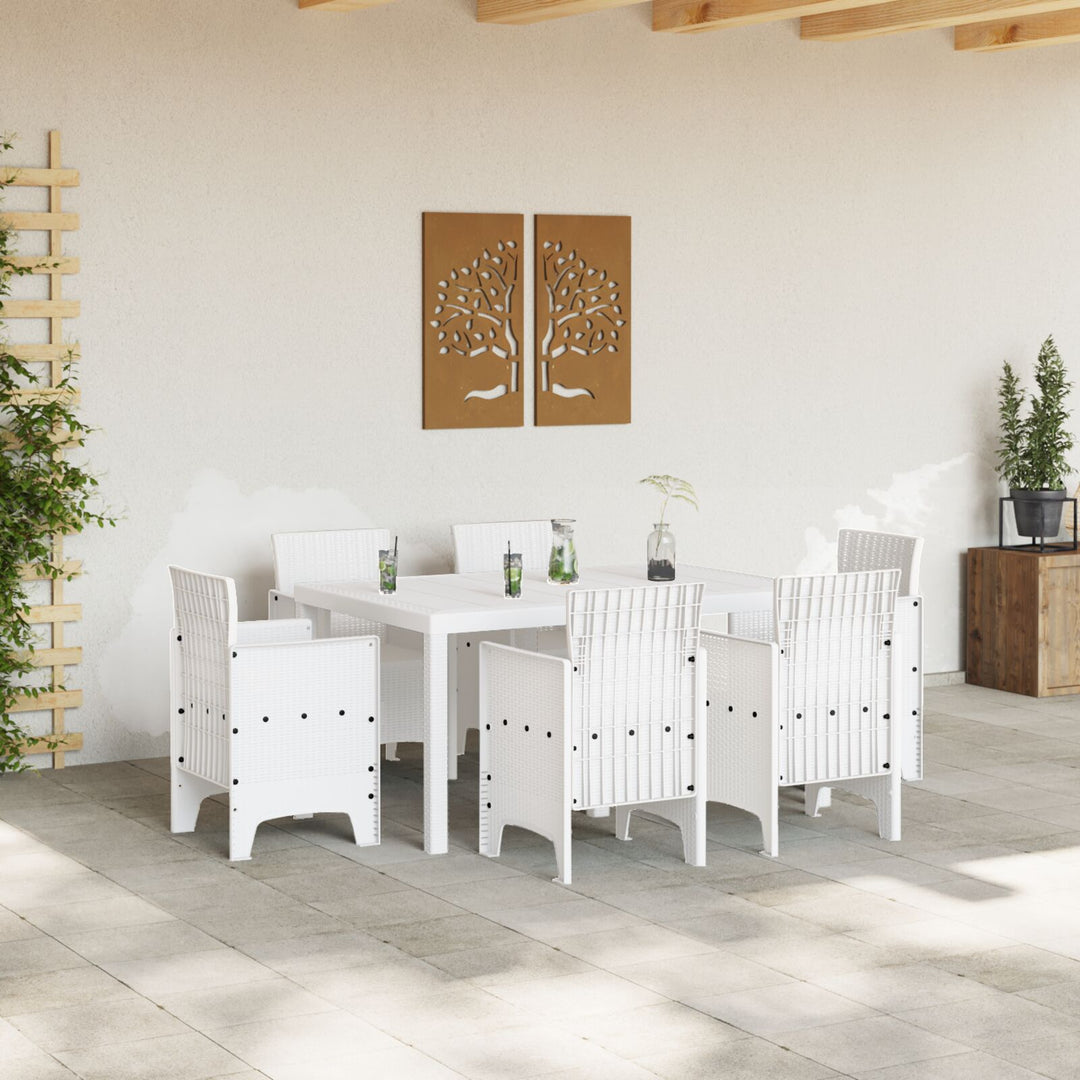7 delers have spisebord sæt Hvid Polyrattan