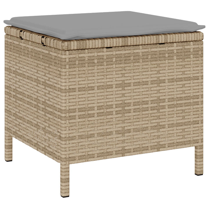 4 Deles Have Spisebordssæt med Puder Beige Poly Rattan Akacietræ