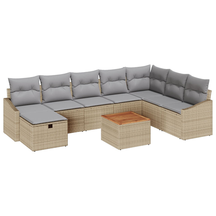 Have Sofa Sæt 9 Delt Lys Brun, Grå Rattan Have Sofa Sæt