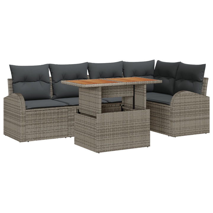 Have Sofa Sæt Sæt af 6 Grå Poly Rattan, Stål, Polyester Have Sofa
