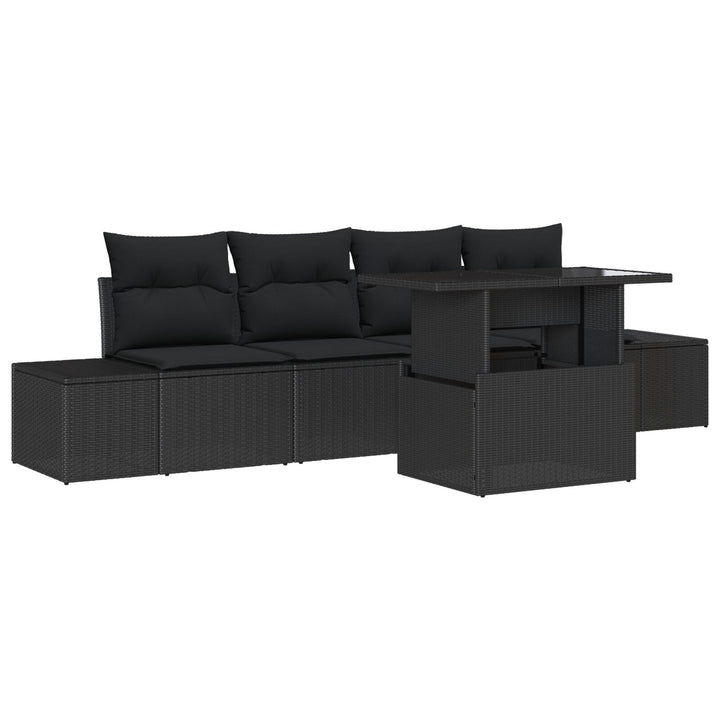 Have Sofa Sæt Sæt af 5 Sort Rattan Udendørs Sofa Sæt
