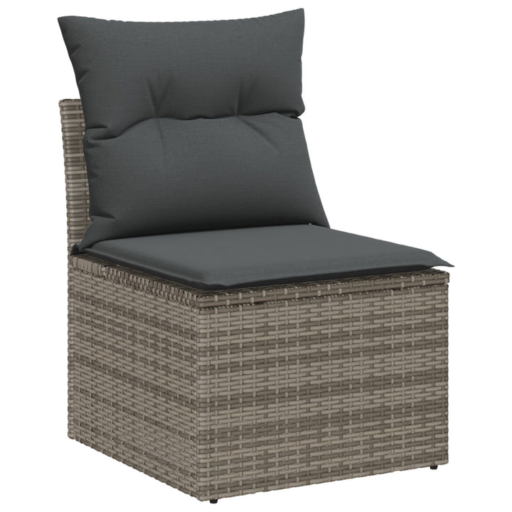 Have Sofa Sæt 6 Delt Grå Rattan Udendørs Spisestue Rektangulær