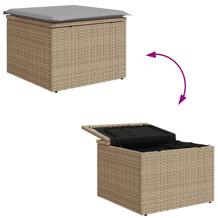 Havemøbel Sæt 5-del Beige, Grå Rattan, Polyester Havemøbel