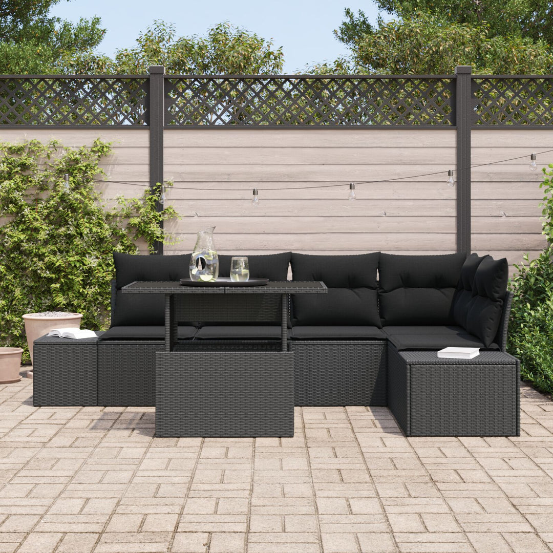 Havemøbel Sæt Sæt af 6 Sort Rattan, Polyester, Stål Havemøbel Sæt