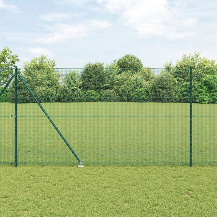 Svejsede Wire Hegn med 7 Spyd Poster Grøn 1,5x10 m Stål