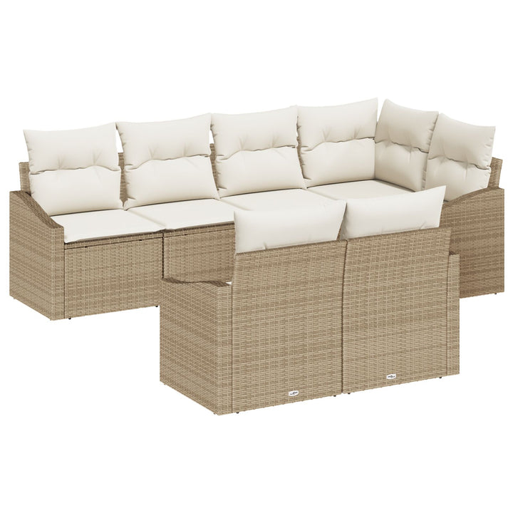 Have Sofa Sæt Sæt af 7 Beige Resin Rattan Have Sofa Sæt