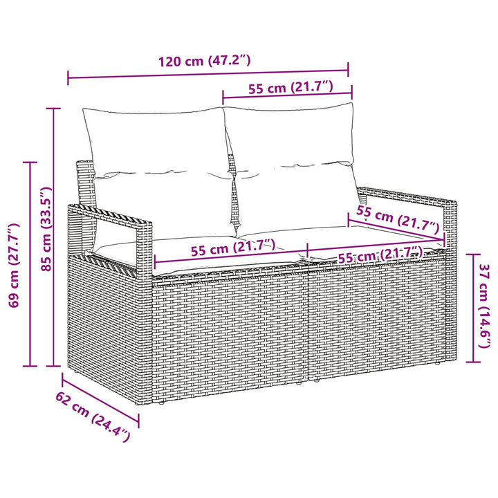 2-personers have sofa med opbevaring & puder grå poly rattan
