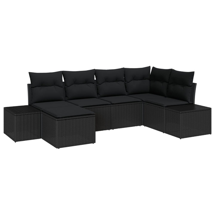 Have Sofa Sæt Sæt af 6 Sort Rattan, Polyester Have Hjørnesofa