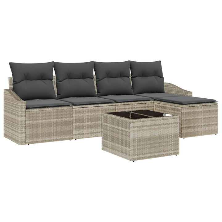 Have Sofa Sæt 6 Stykker Beige Rattan Udendørs Sofa Rektangulær