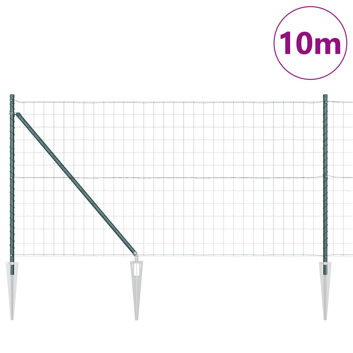Eurohegn med 7 Spike Posts 1x10 m Galvaniseret Stål Grøn