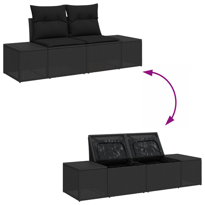 Havemøbel Sæt Sæt af 6 Sort Rattan, Polyester, Stål Havemøbel Sæt