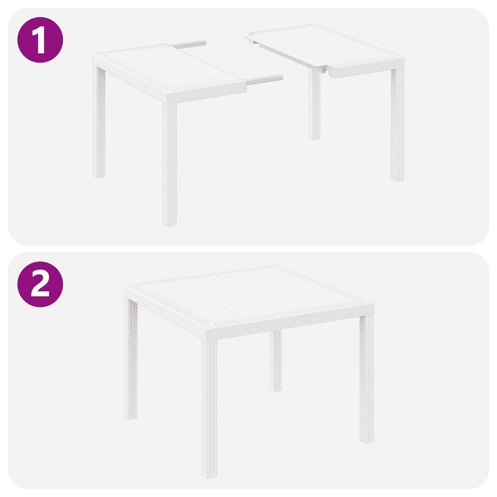 5 Deles Have Spisebord Sæt med Puder Hvid Poly Rattan