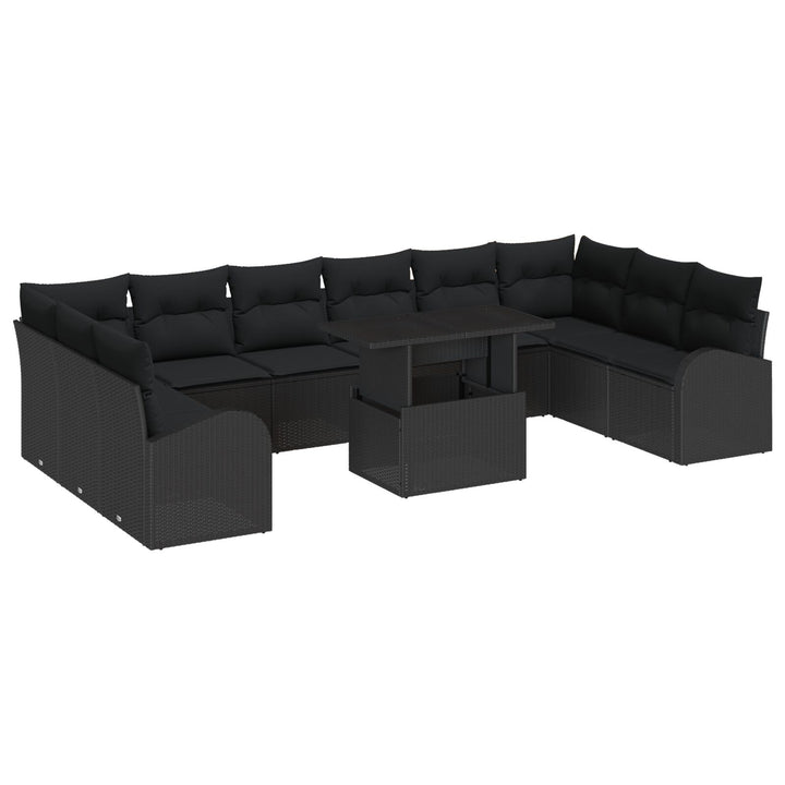 11-Delers Have Sofa Sæt med Puder - Sort - Poly Rattan