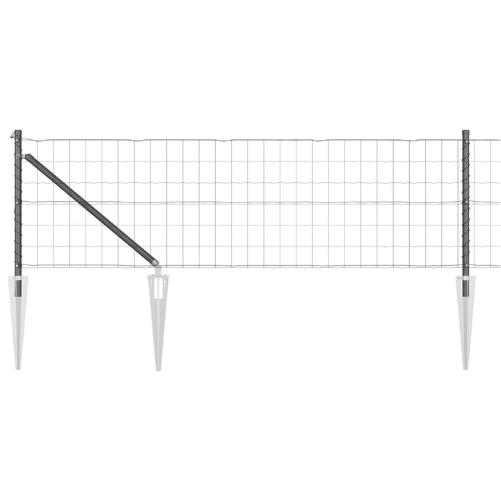 Eurohegn med 13 spike posts 0,6x25 m galvaniseret stål grå