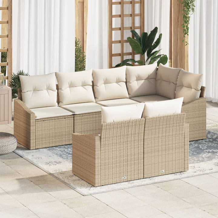Have Sofa Sæt Sæt af 7 Beige Resin Rattan Have Sofa Sæt