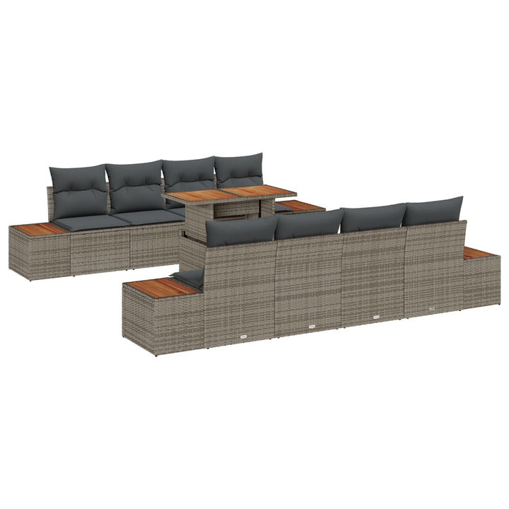 Havesofa Sæt 9 Delers Taupe Rattan 4-Delers Udendørs Sofa