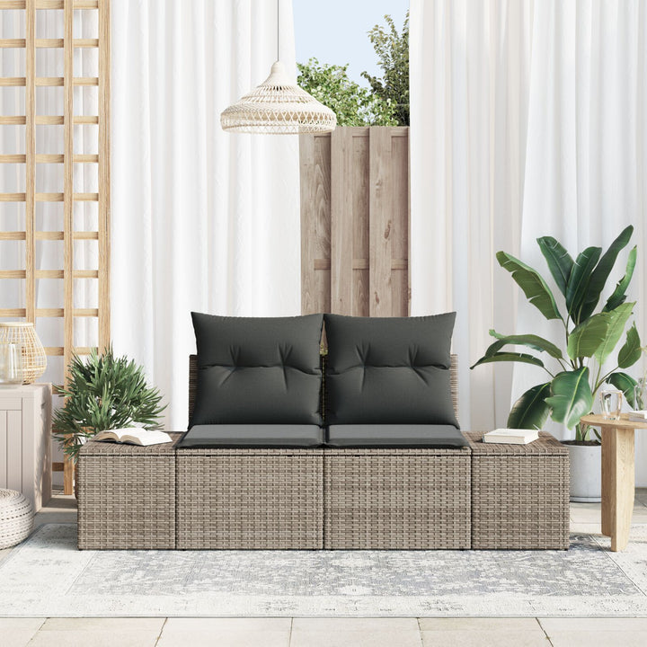 2-sæders Have Sofa med Puder Grå Poly Rattan