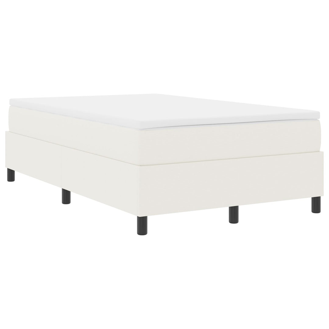 Box Spring Seng Cremefarvet Lille Dobbel Cordfløjl Stof